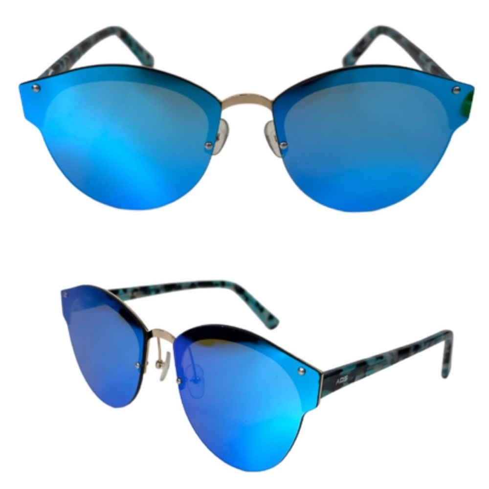 AQUASWISS AQS Sunglasses NEW Blue Mirror Lens Multicolor Tortoise Frame NEW
